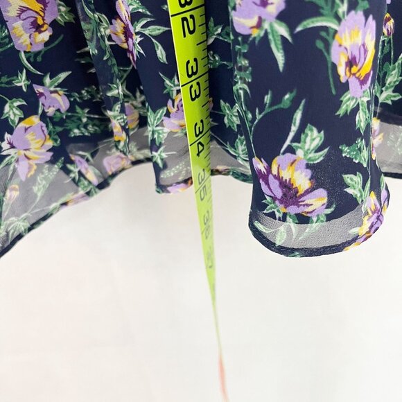 Bardot Miley Mini Floral Wrap Dress Long Sleeve Navy Feminine - Size US 8 Medium - Picture 6 of 6